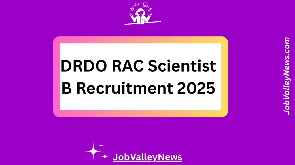 DRDO RAC Scientist B Recruitment 2025