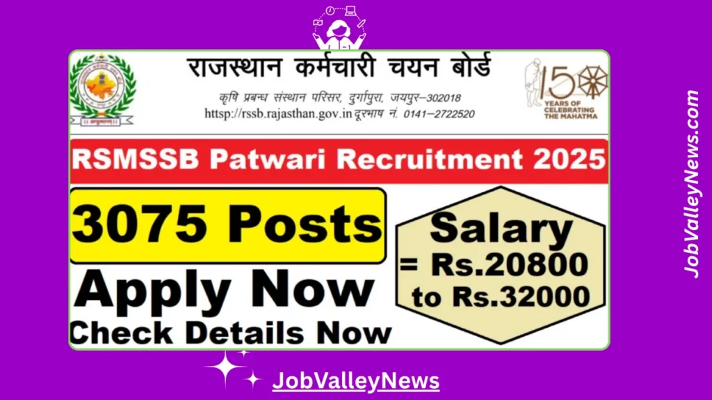 RSMSSB Patwari Recruitment 2025