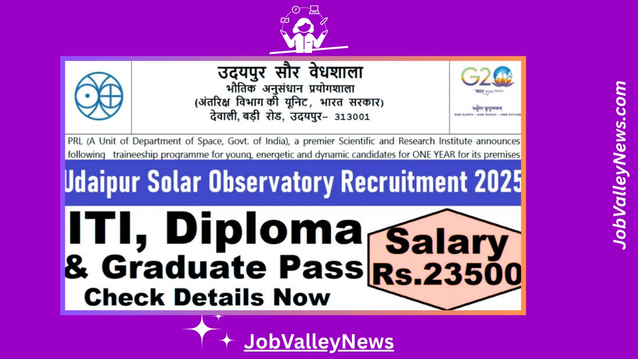Udaipur Solar Observatory Recruitment 2025